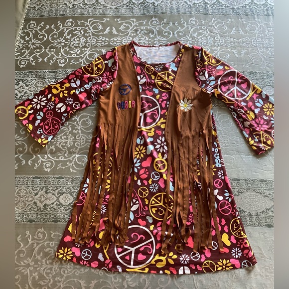 PEACE AND LOVE ❤️ HIPPIE CHILD DRESS COSTUME SIZE MEDIUM 🌟NWOT🌟 - Picture 4 of 13